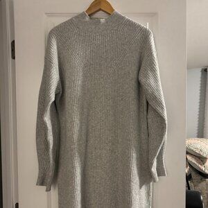 Grey and white sweater dress